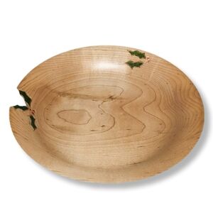 Hummel Wooden Decorative Bowl with Holly Accents Christmas Holiday Plate Signed